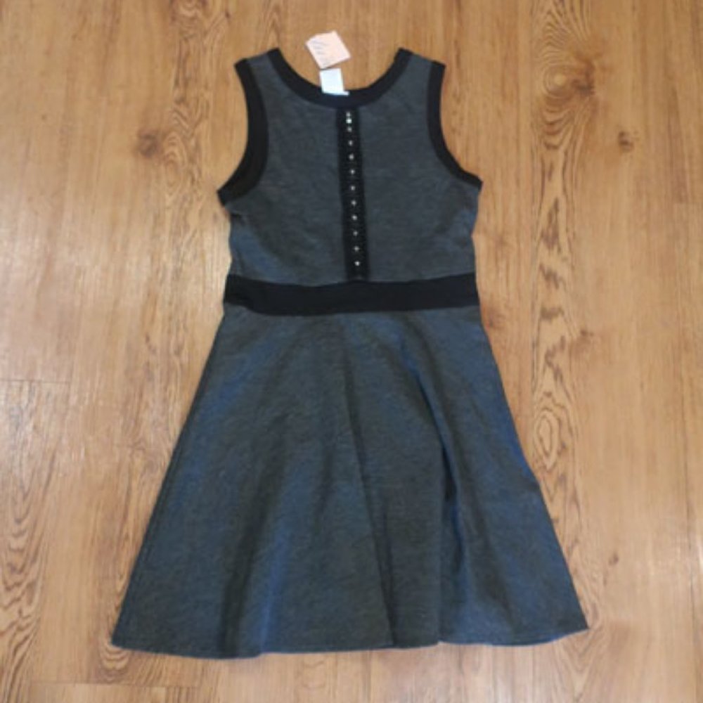 *NWT Kids Girls Sally Miller Gray Black Sleeveless Please Mom Stella Dress M